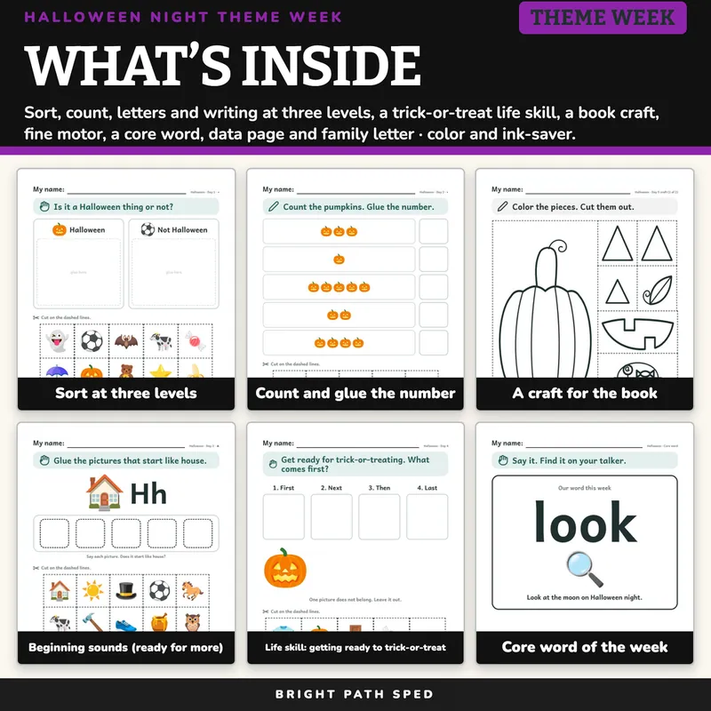 The Night Before Halloween Book Companion October PreK K 1st 2nd Special Ed, image 2 of 4