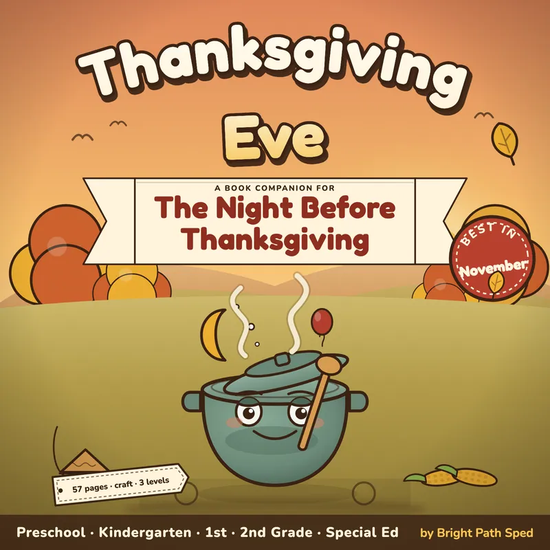 The Night Before Thanksgiving Book Companion November PreK K 1st 2nd Sped, image 1 of 4