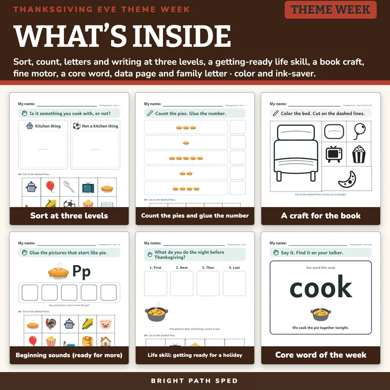 The Night Before Thanksgiving Book Companion November PreK K 1st 2nd Sped, image 2 of 4
