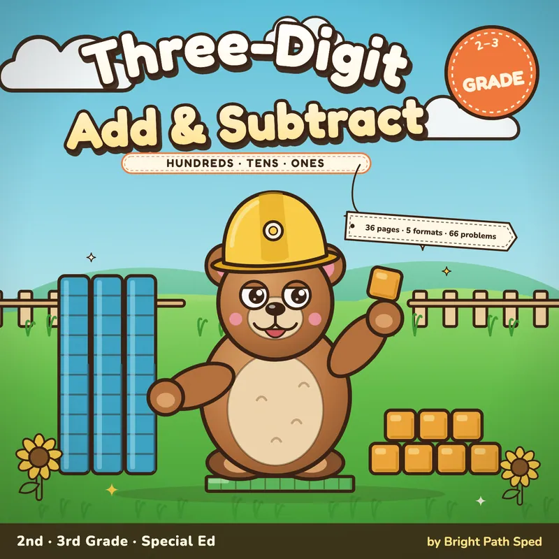 Three-Digit Addition and Subtraction Worksheets, image 1 of 4
