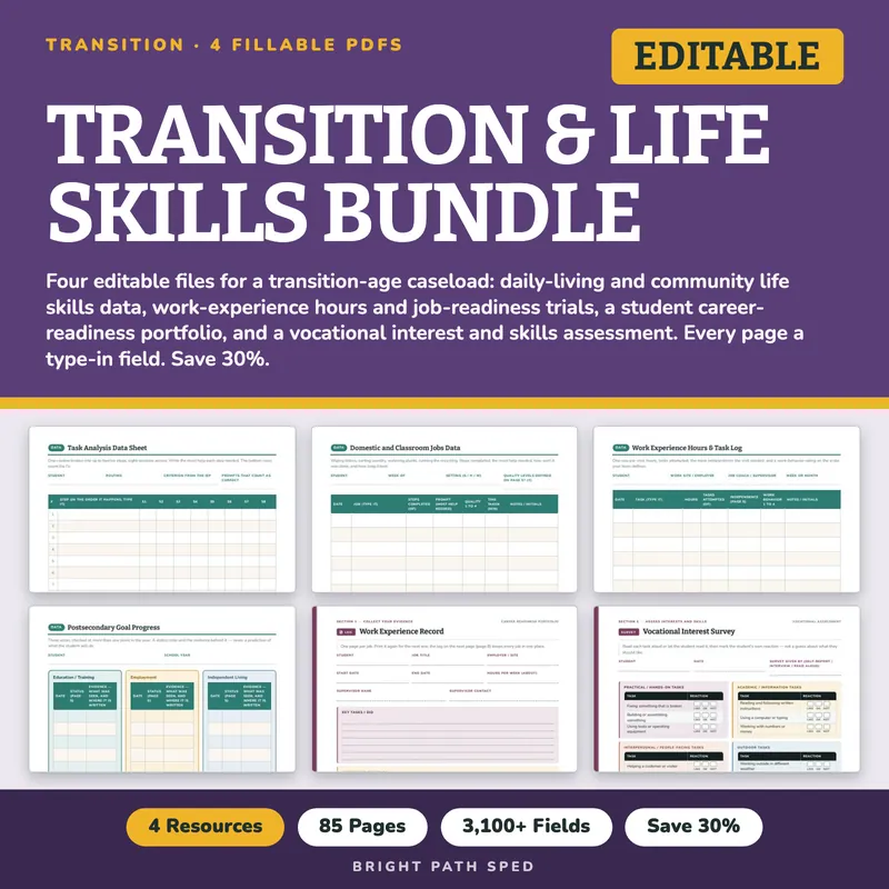 Transition and Life Skills Data Sheets Bundle, image 1 of 3