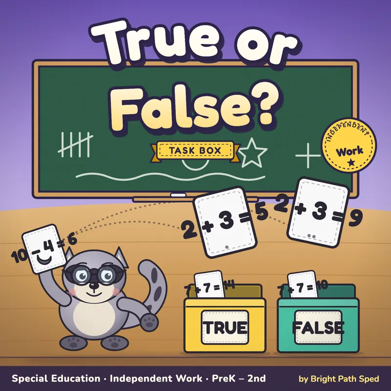 True or False Equations Sort Task Box, image 1 of 4