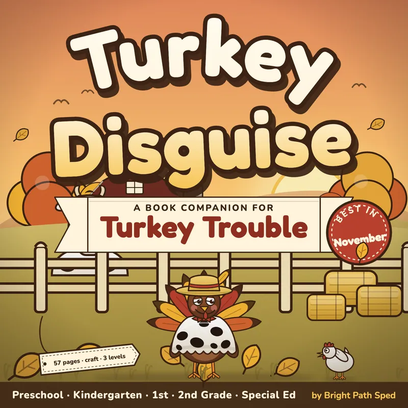 Turkey Trouble Book Companion November Preschool Kindergarten 1st 2nd Special Ed, image 1 of 4