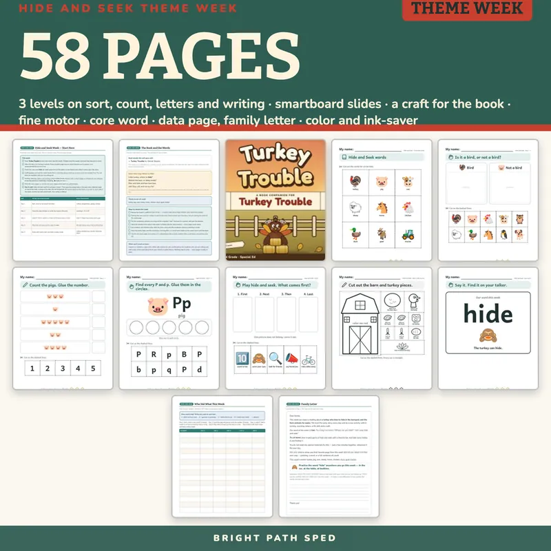 Turkey Trouble Book Companion PreK-2nd Grade Special Ed, image 4 of 4