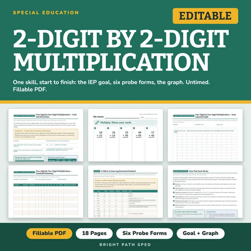 Two-Digit by Two-Digit Multiplication Progress Monitoring Probes, image 1 of 4