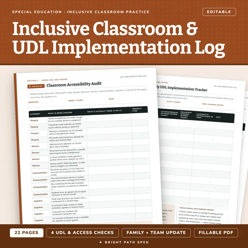 UDL Implementation Log Editable, image 1 of 4