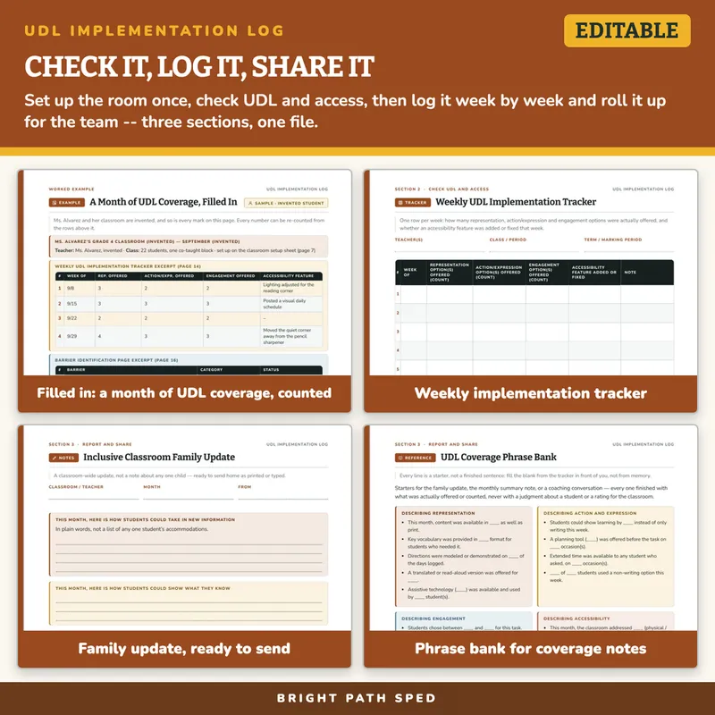 UDL Implementation Log Editable, image 3 of 4
