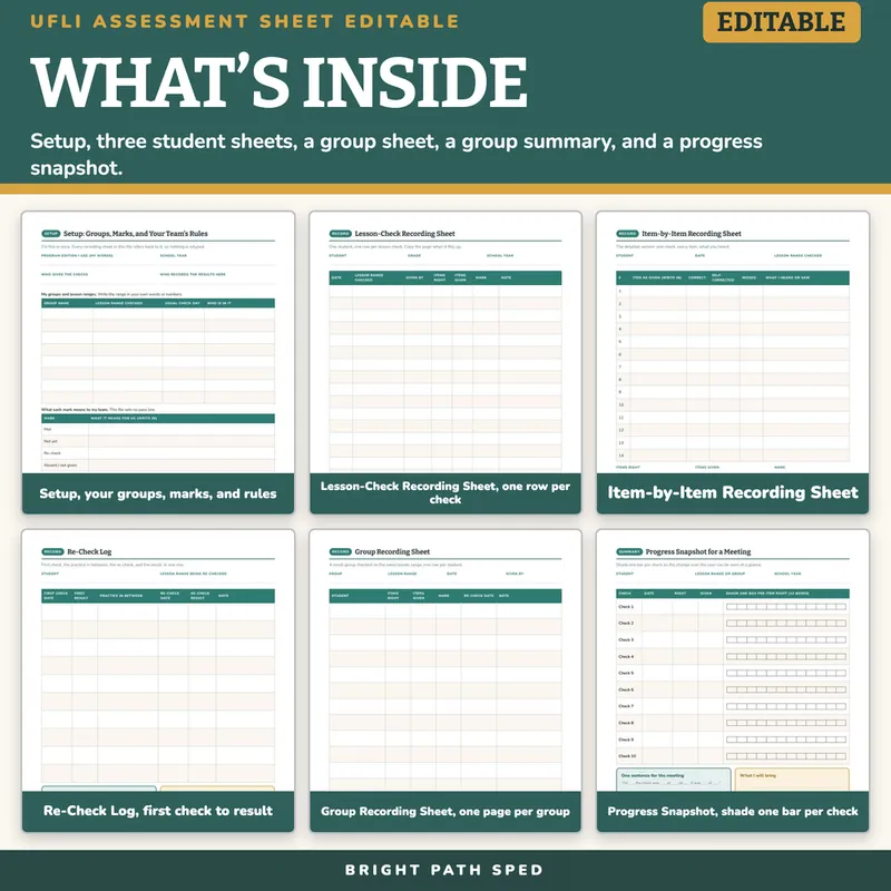 UFLI Assessment Sheet Editable, image 2 of 4
