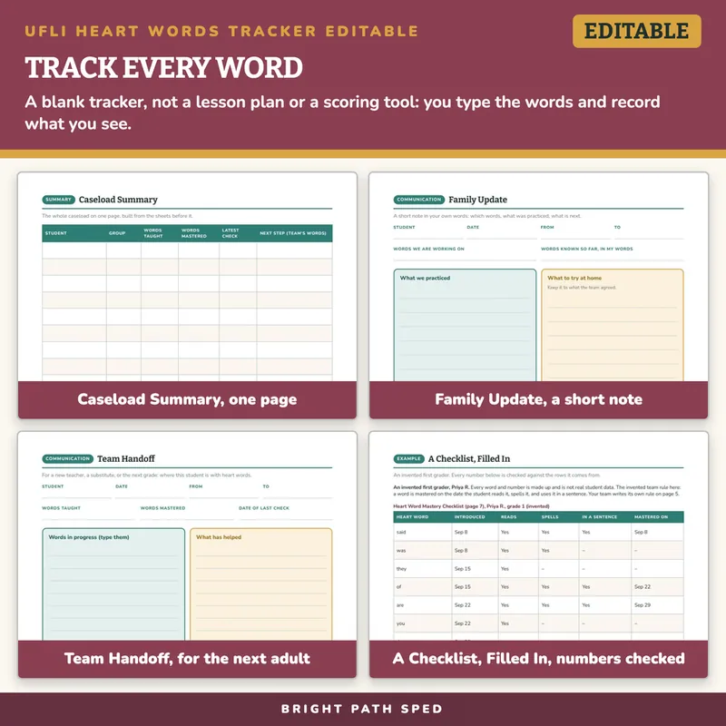 UFLI Heart Words Tracker Editable, image 3 of 4
