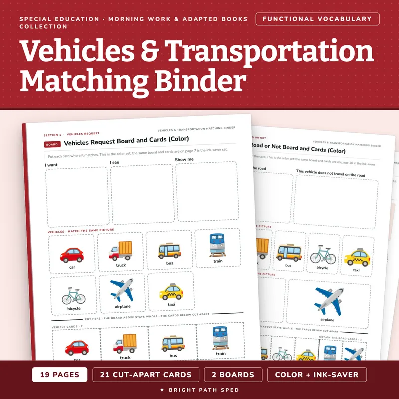 Vehicles & Transportation Matching Binder, image 1 of 4