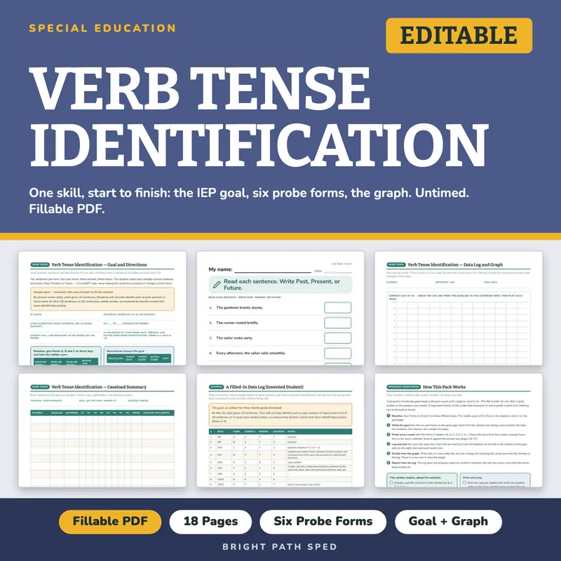 Verb Tense Identification Progress Monitoring Probes, image 1 of 4
