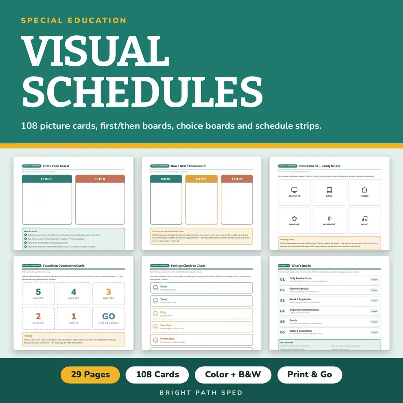 Visual Schedule Cards for Special Education, image 1 of 4
