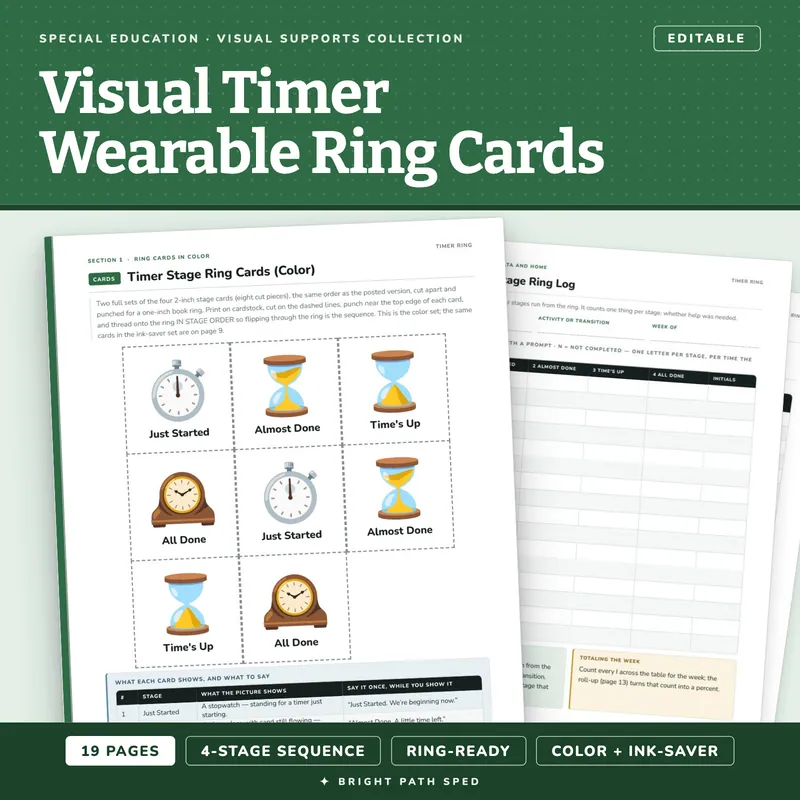 Visual Timer Wearable Ring Cards for Special Education, image 1 of 4