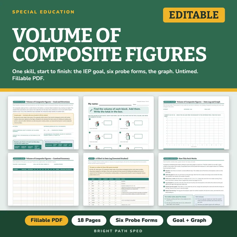 Volume of Composite Figures Progress Monitoring Probes, image 1 of 4