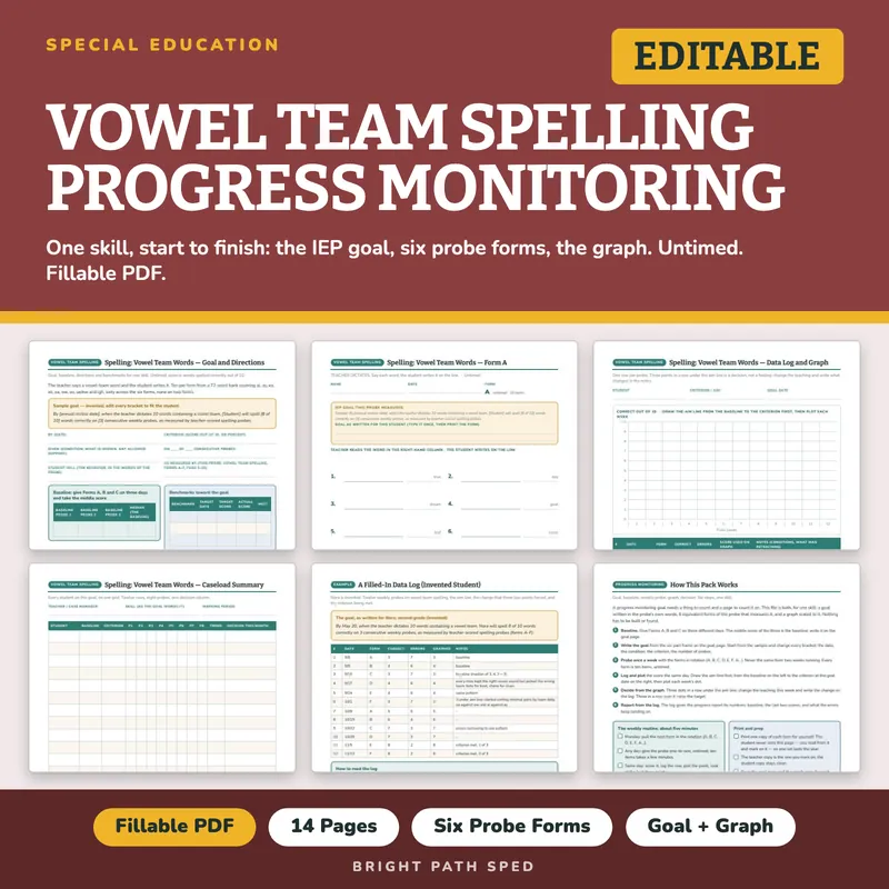 Vowel Teams Spelling Dictation Progress Monitoring Probes, image 1 of 4