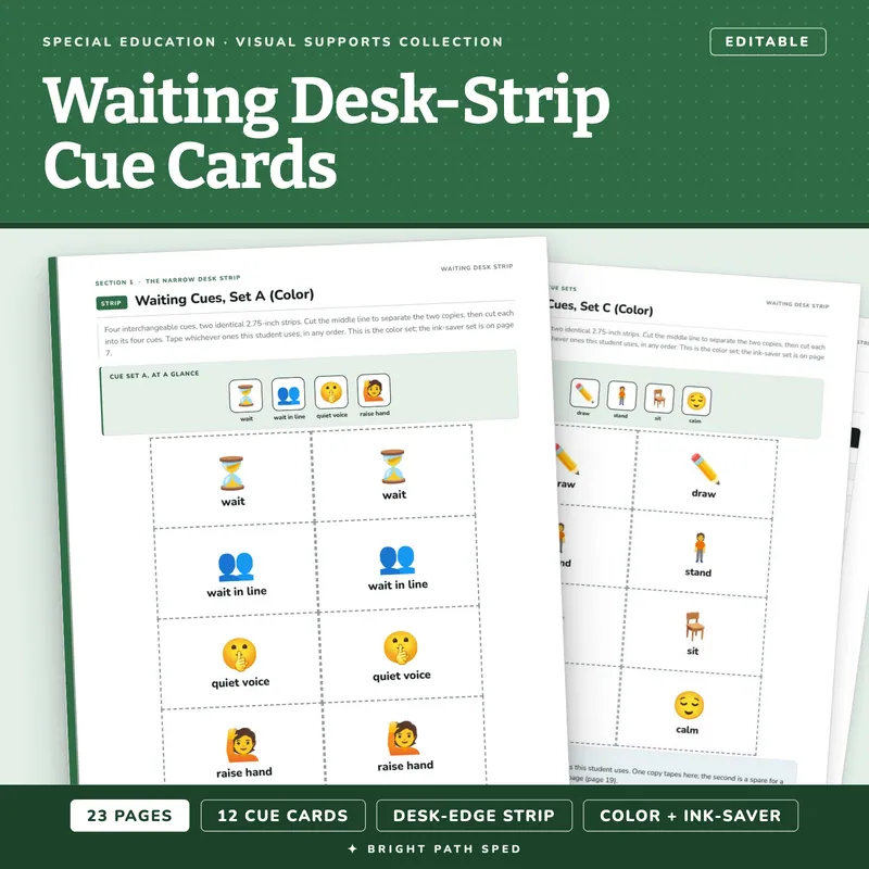 Waiting and Self-Control Desk-Strip Cue Cards, image 1 of 4