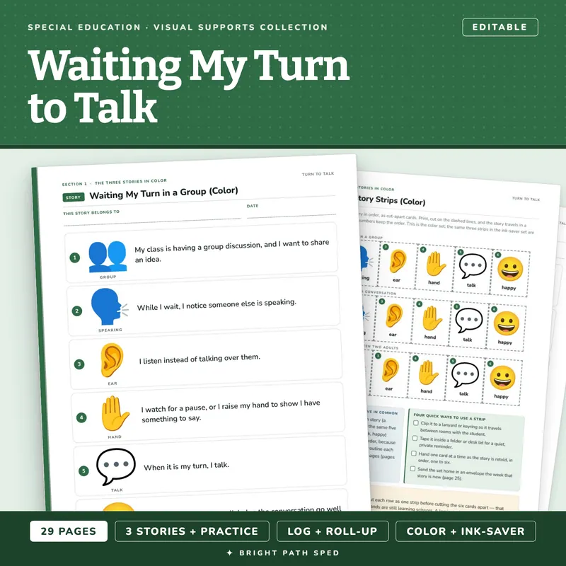 Waiting My Turn to Talk Picture Cards and Social Story, image 1 of 4