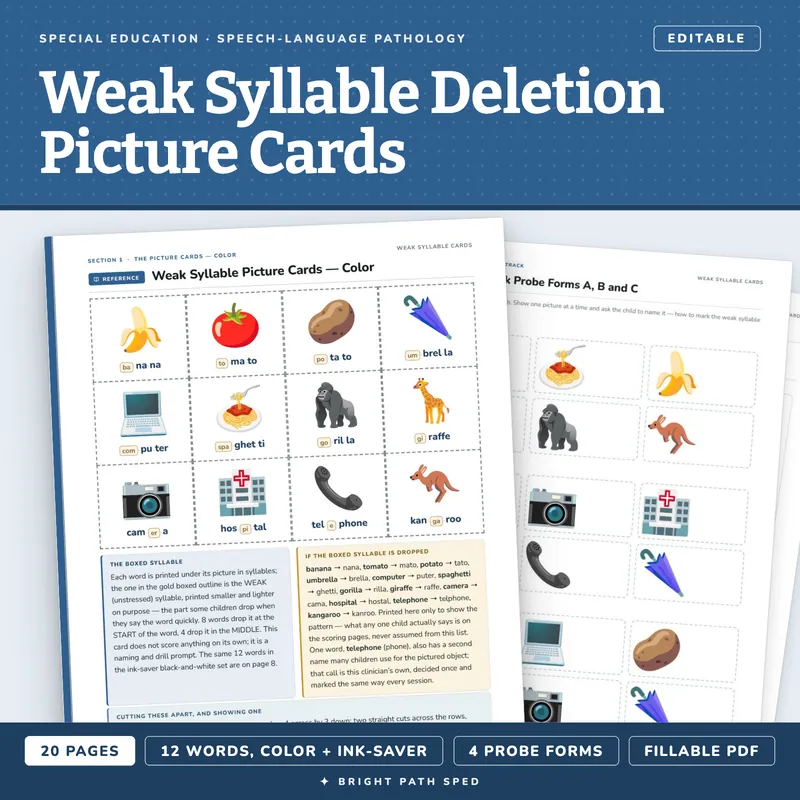 Weak Syllable Deletion Picture Cards, image 1 of 4