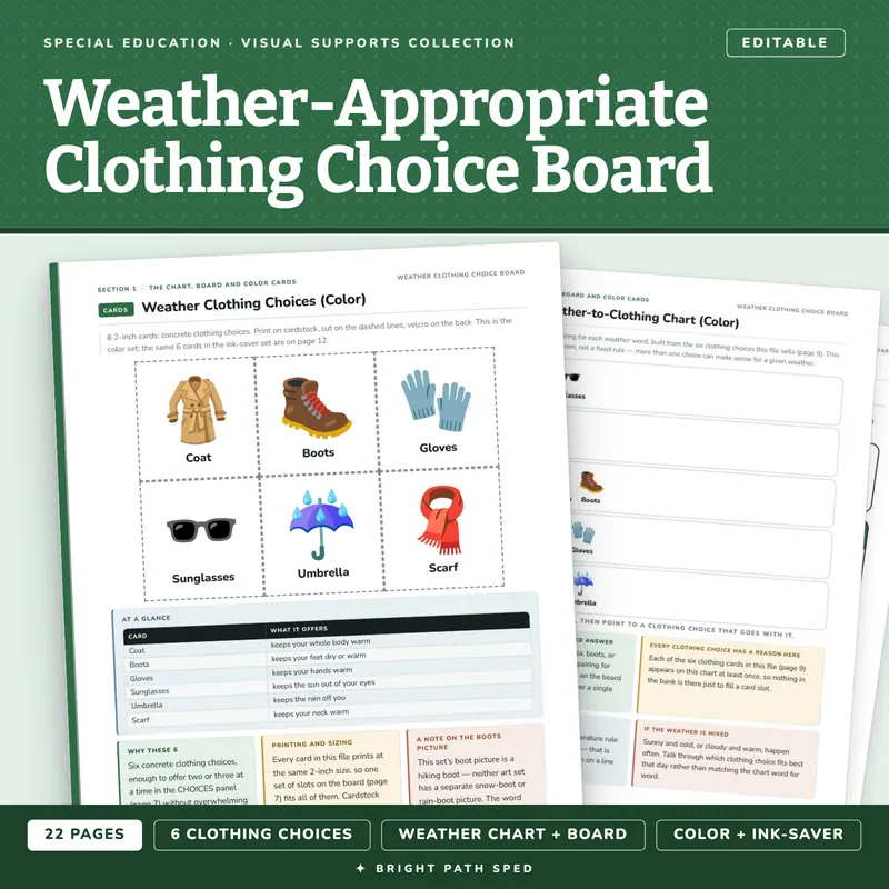 Weather-Appropriate Clothing Choice Board Editable, image 1 of 4