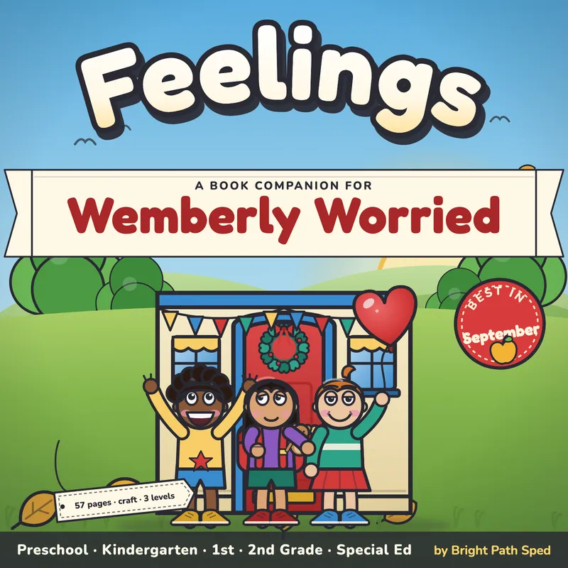 Wemberly Worried Book Companion September PreK K 1st 2nd Special Ed, image 1 of 4