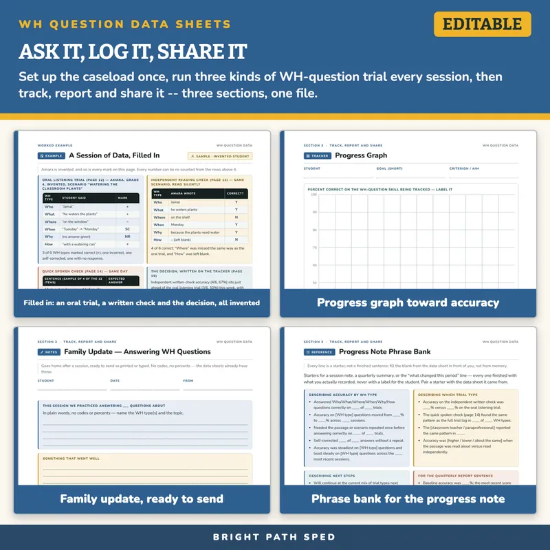WH Question Data Sheets Editable, image 3 of 4