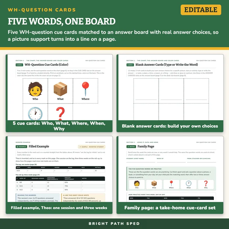 WH-Question Visual Answer Cue Cards Editable, image 3 of 4