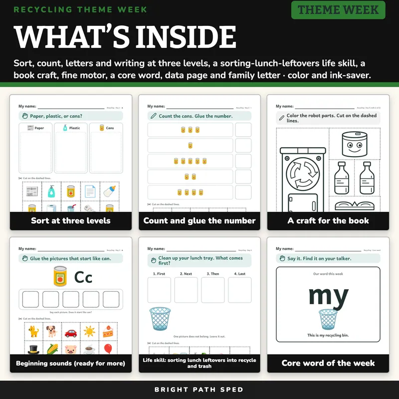 Why Should I Recycle Book Companion April PreK K 1st 2nd Special Ed, image 2 of 4