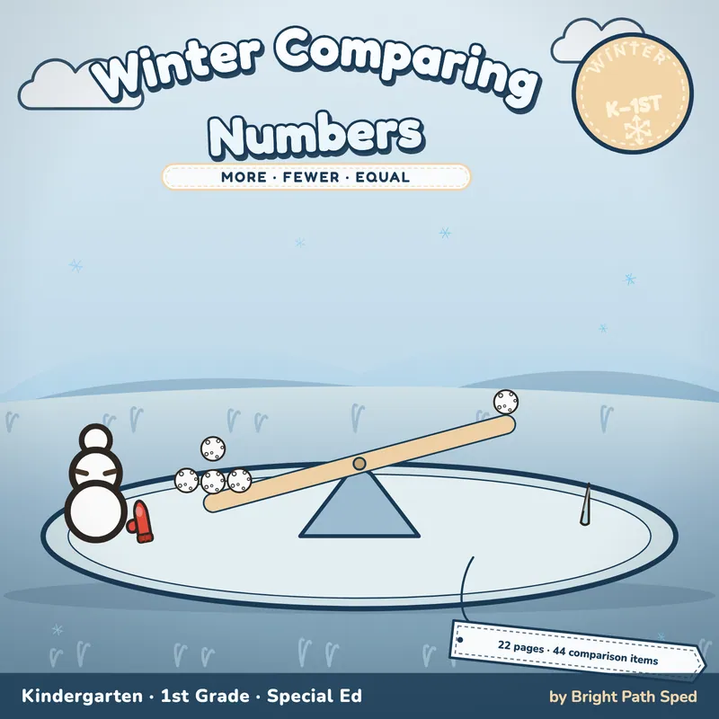 Winter Comparing Numbers Worksheets, image 1 of 4