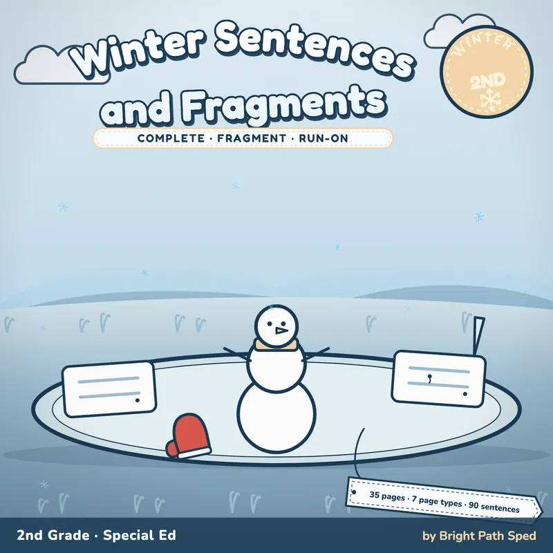 Winter Complete Sentences and Fragments Worksheets, image 1 of 4