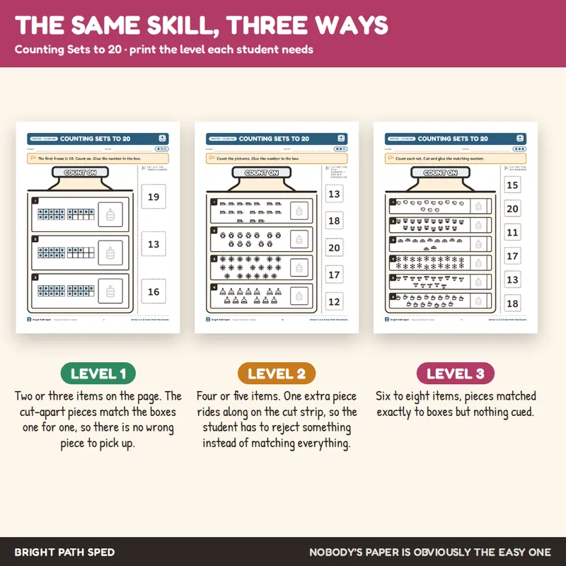 Winter Cut and Paste Math Worksheets, image 3 of 4