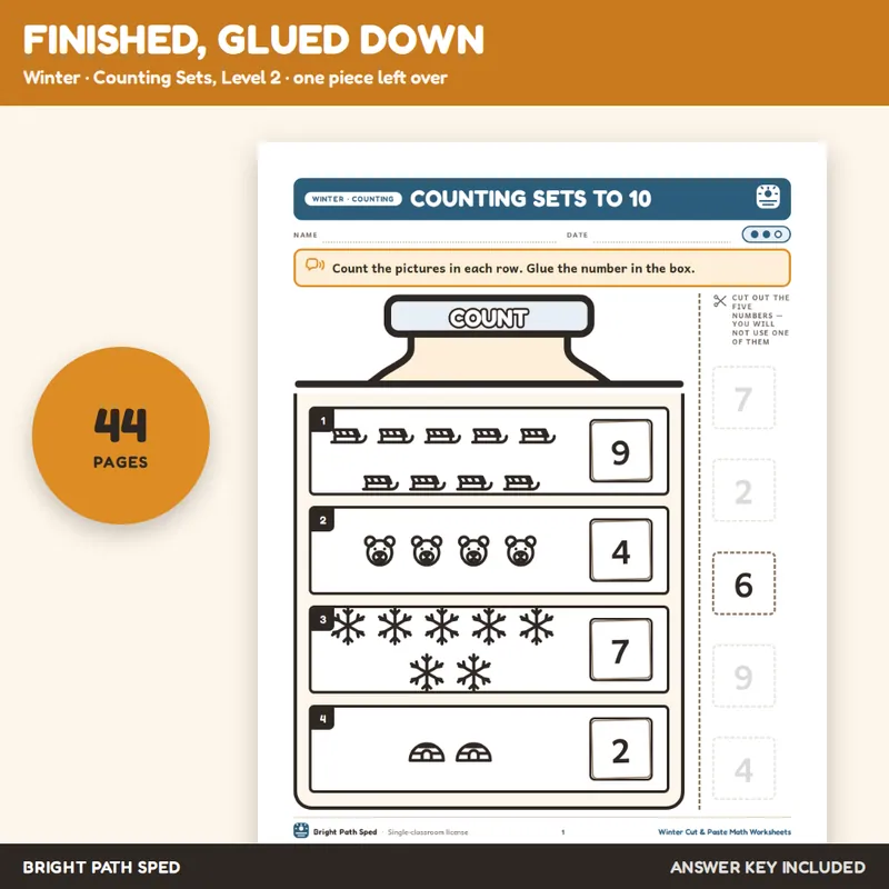 Winter Cut and Paste Math Worksheets, image 4 of 4