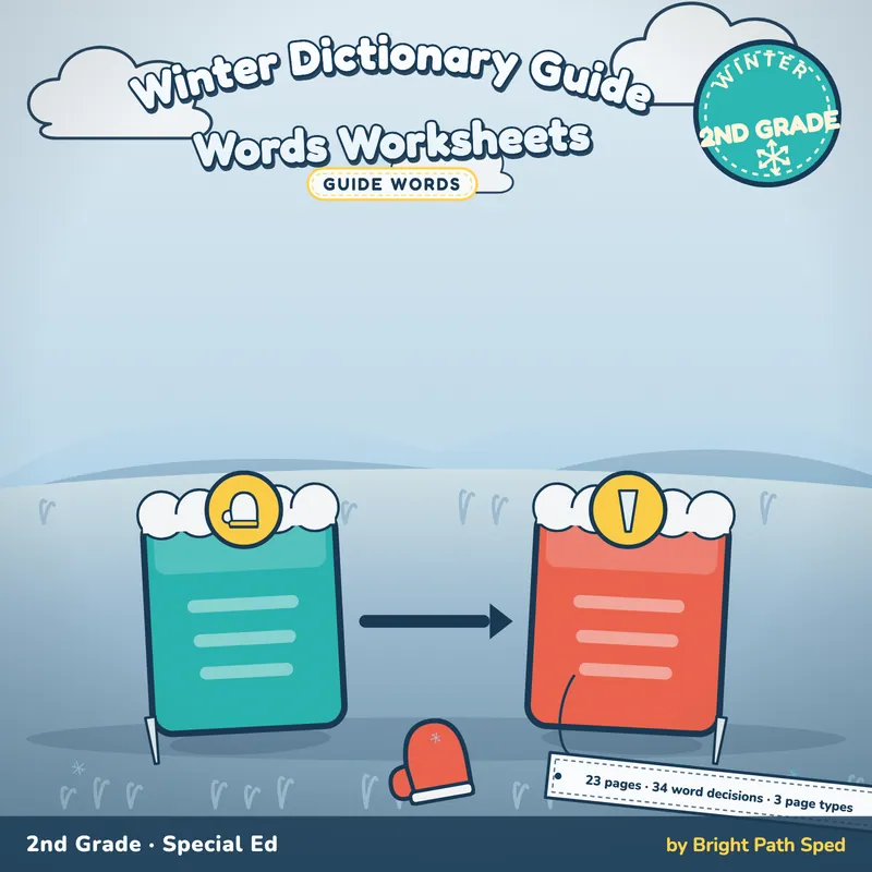 Winter Dictionary Guide Words Worksheets, image 1 of 4