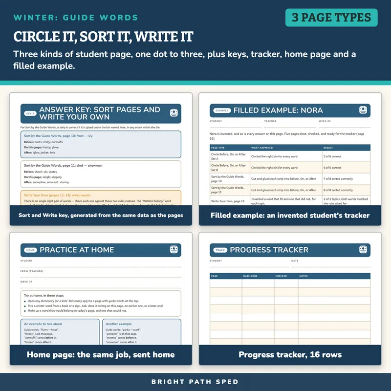 Winter Dictionary Guide Words Worksheets, image 3 of 4