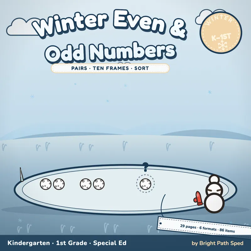 Winter Even and Odd Numbers Worksheets, image 1 of 4