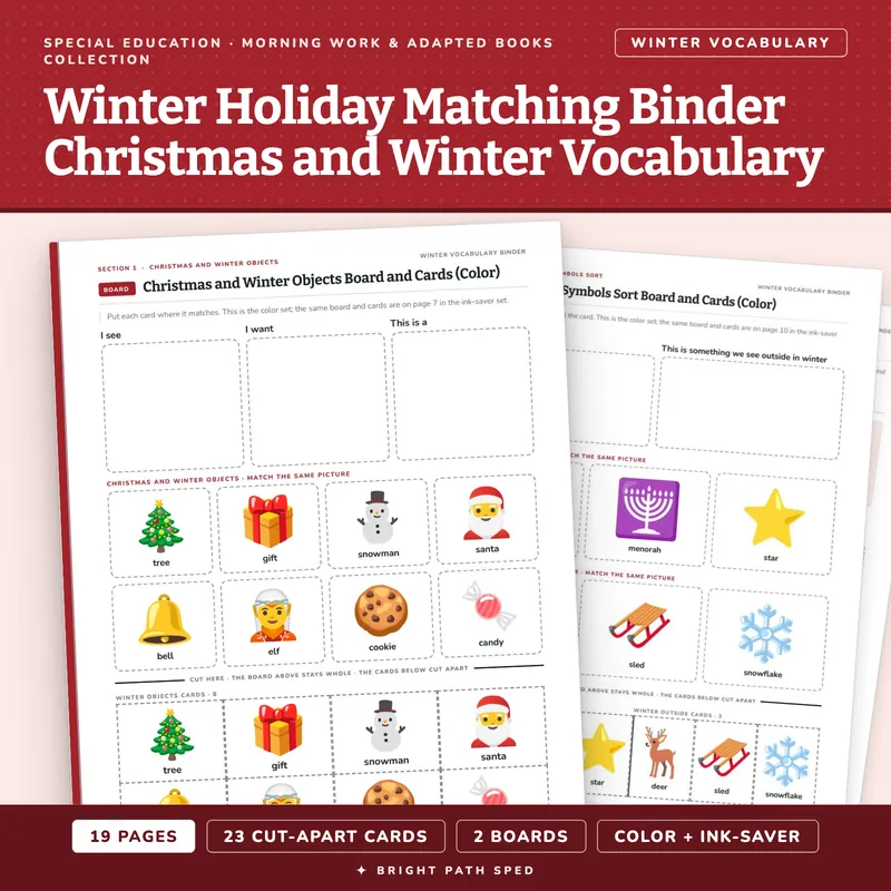 Winter Matching Binder: Christmas and Winter Vocabulary, image 1 of 4