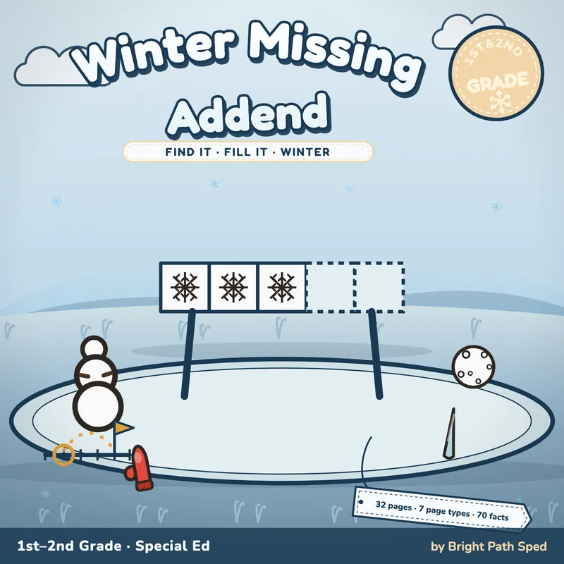 Winter Missing Addend Worksheets Within 20, image 1 of 4