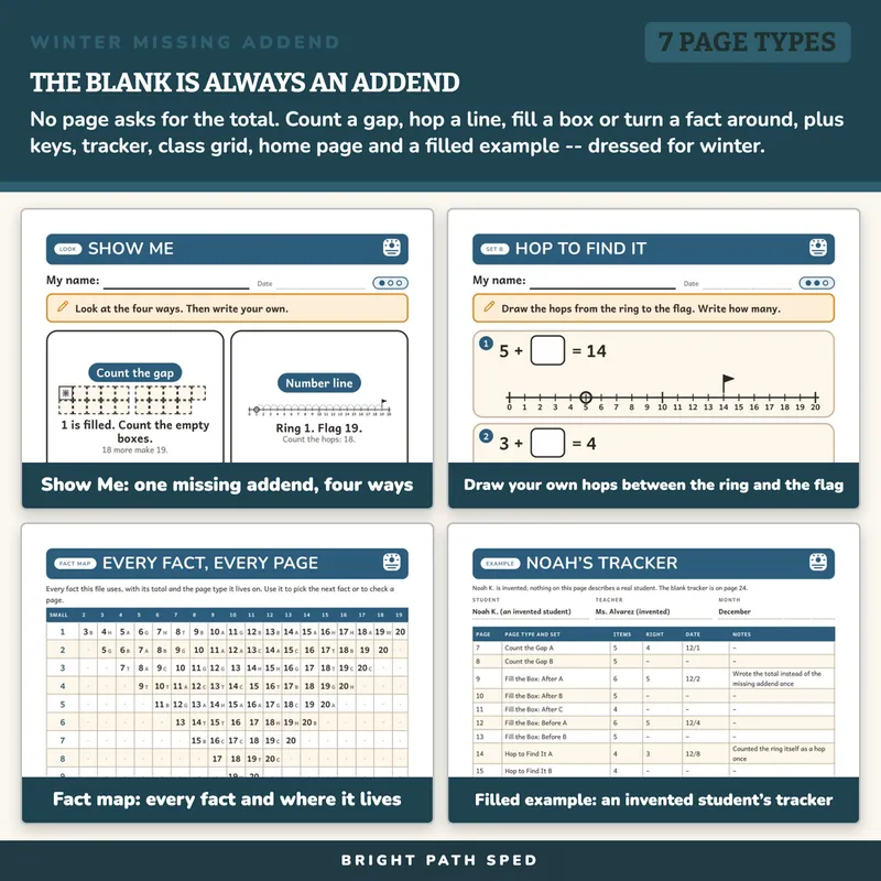 Winter Missing Addend Worksheets Within 20, image 3 of 4