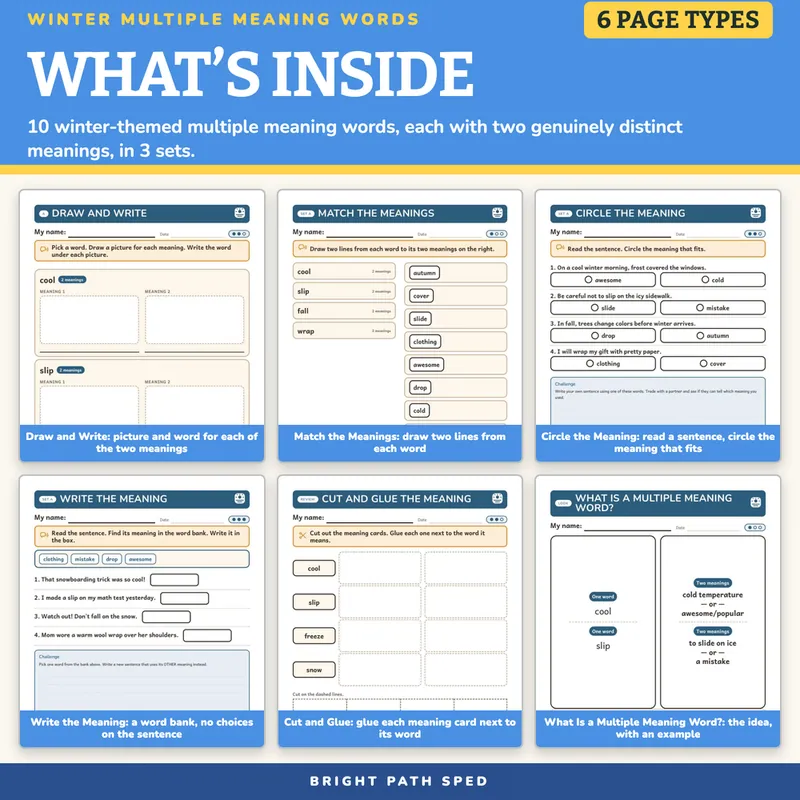 Winter Multiple Meaning Words Worksheets, image 2 of 4
