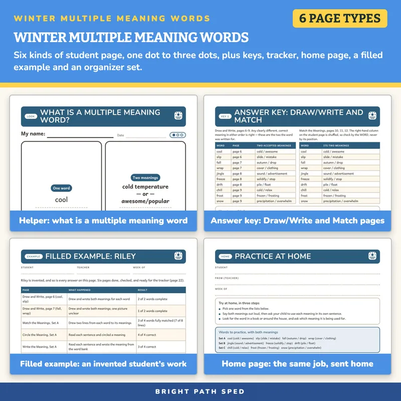 Winter Multiple Meaning Words Worksheets, image 3 of 4