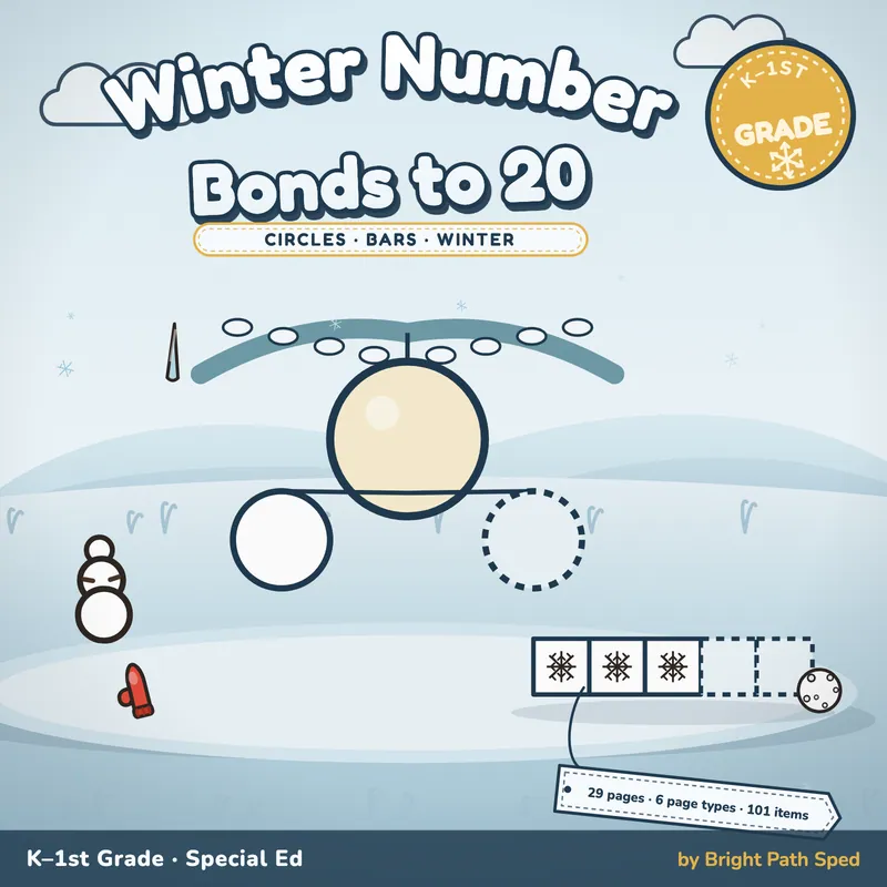 Winter Number Bonds to 20 Worksheets, image 1 of 4