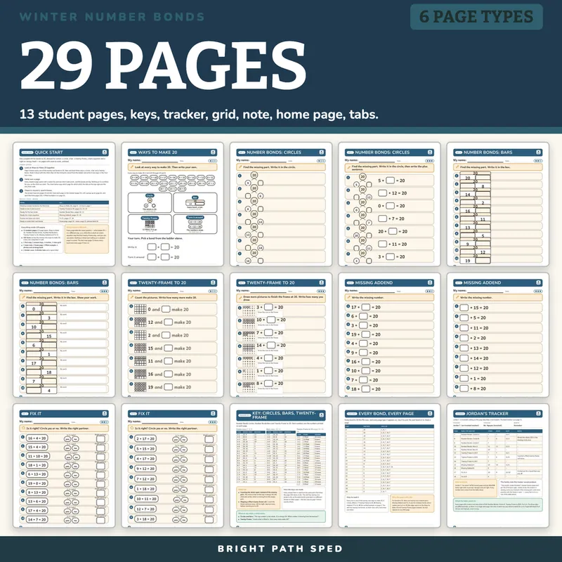 Winter Number Bonds to 20 Worksheets, image 4 of 4