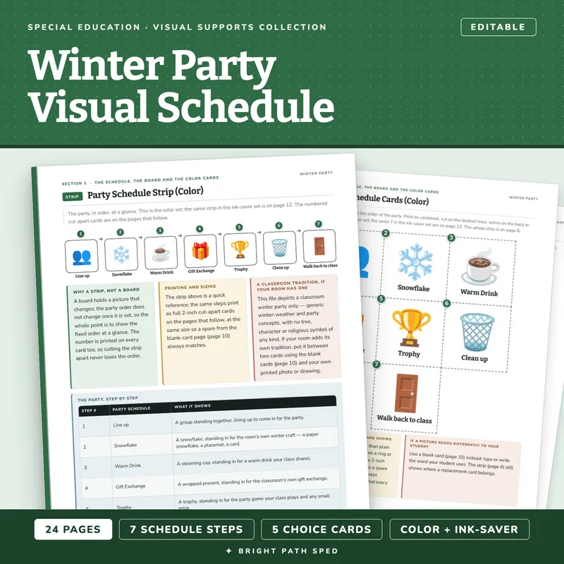 Winter Party Visual Schedule and Choice Board Editable, image 1 of 4