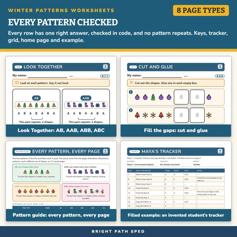 Winter Patterns Worksheets, image 3 of 4