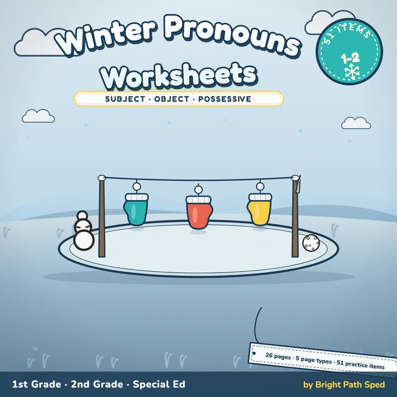Winter Pronouns Worksheets, image 1 of 4