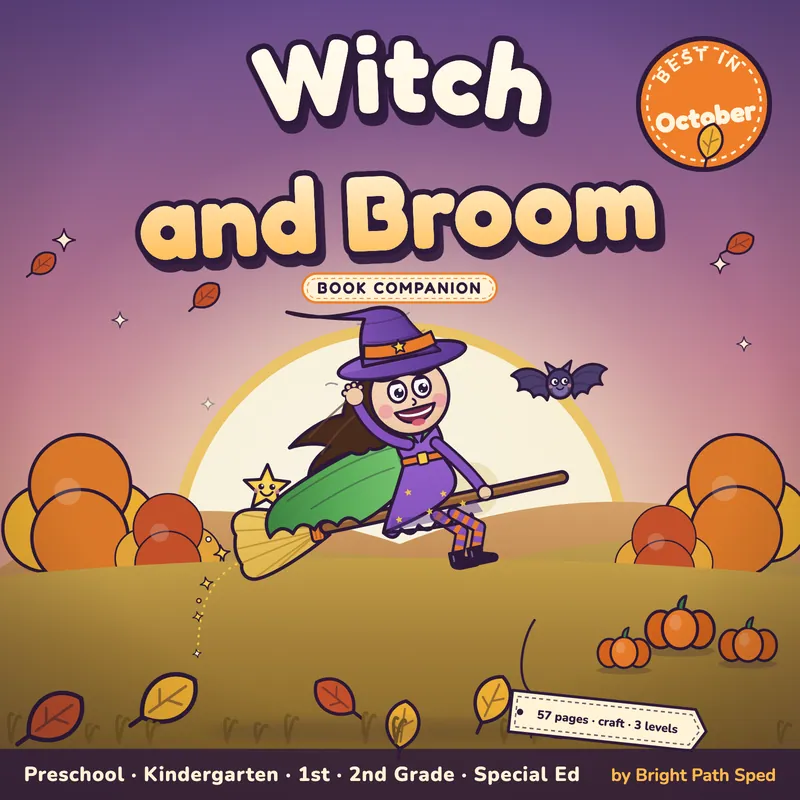 Witch and Broom Book Companion October Preschool Kindergarten 1st 2nd Special Ed, image 1 of 4