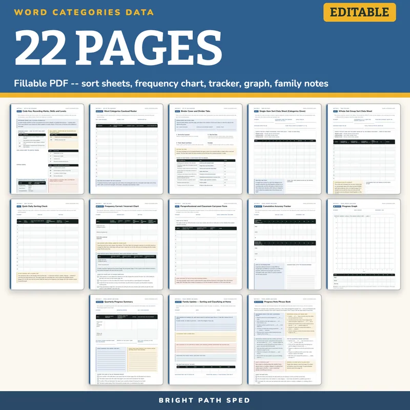 Word Categories Sorting and Classifying Progress Monitoring Data Sheets Editable, image 4 of 4