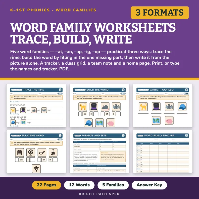 Word Family Worksheets, image 1 of 4