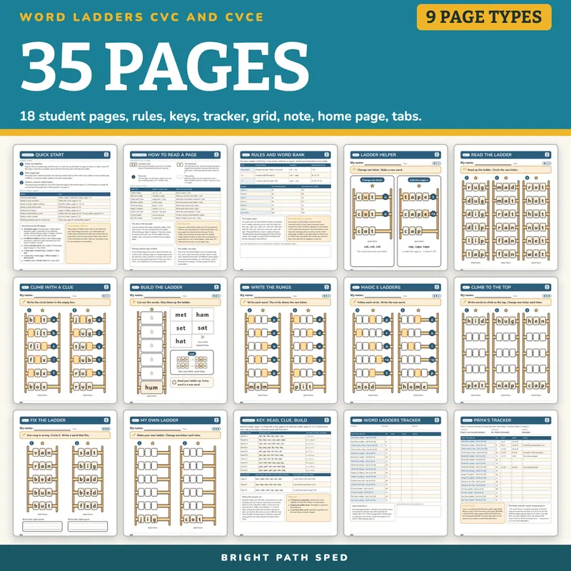Word Ladders CVC and CVCe Worksheets, image 4 of 4