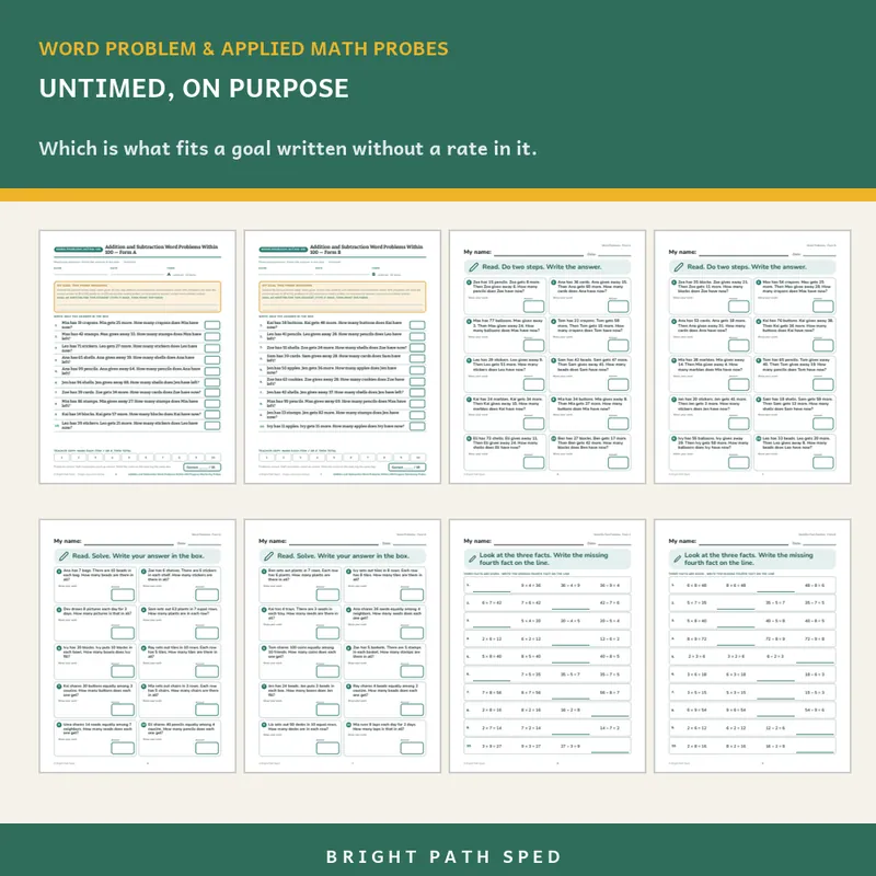 Word Problem and Applied Math Progress Monitoring Probes Bundle, image 3 of 3