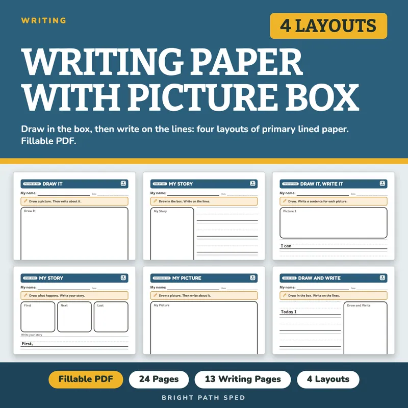 Writing Paper with Picture Box, image 1 of 4